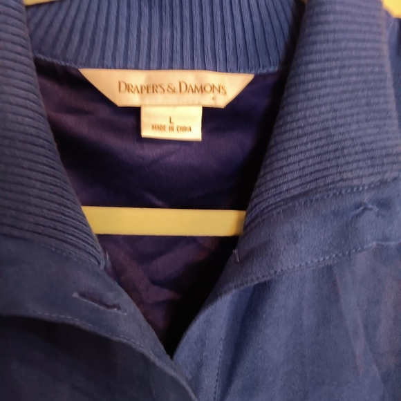 Drapers and Damon's Large Colbalt Blue  Suede Sweater with ribbed Sleeves - Picture 2 of 6